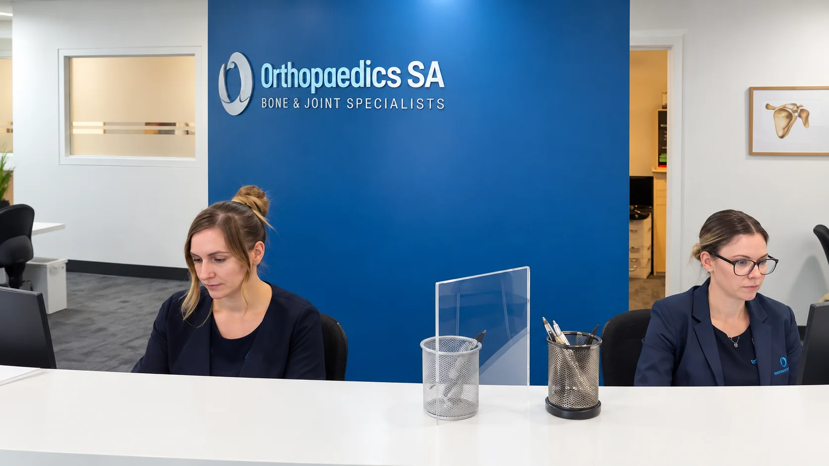 Orthopaedics SA administrative team at reception