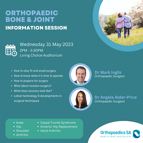 Orthopaedic bone and joint information session flyer excerpt
