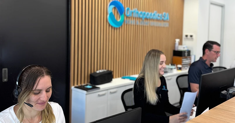Orthopaedics SA Administrative team working in the reception area